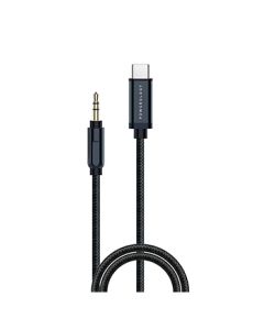 POWEROLOGY ALUMINUM BRAIDED USB-C TO 3.5MM AUX CABLE 1.2M/4FT - GREY