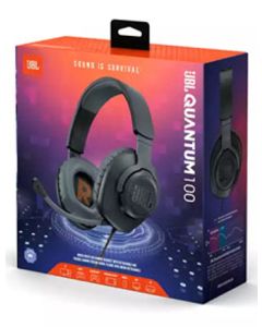 JBL Quantum 100 Wired over-ear gaming headset with a detachable mic - Black