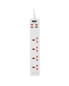 Green 4 AC 4 USB 3.4A QC3.0 Multiport Smart Power Socket 3000W - 3M -White