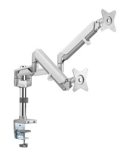Gadgeton Premium Pole Mounted Dual Monitor Arm, Stand and Mount 17''-32'' - Silver