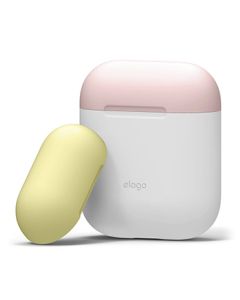 Elago Duo Case for Airpods - Body-White / Top-Pink,Yellow