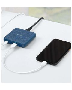 ANKER POWERPORT ATOM III SLIM (FOUR PORTS) 65W CHARGER - BLUE FABRIC