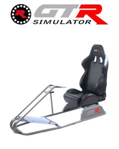 GTR Simulator GTS Model Simulator with Diamond Silver Frame Adjustable Leatherette Real Racing Seat - Black