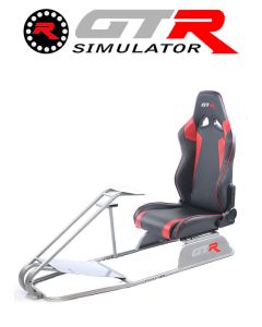 GTR Simulator GTS Model Simulator with Diamond Silver Frame Adjustable Leatherette Real Racing Seat - Black/Red