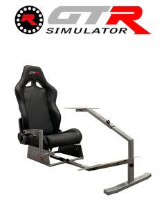 GTR Simulator Touring Model Simulator with Silver Frame and Adjustable Leatherette Racing Seat - Black