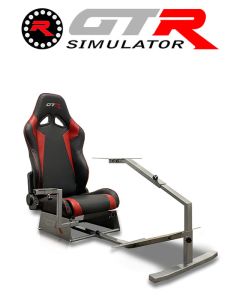 GTR Simulator Touring Model Simulator with Silver Frame and Adjustable Leatherette Racing Seat - Black/Red