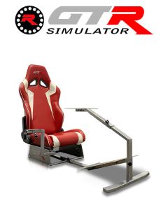 GTR Simulator Touring Model Simulator with Silver Frame and Adjustable Leatherette Racing Seat - Red/White (32981)