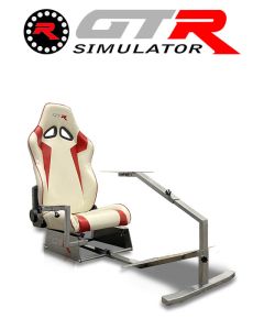 GTR Simulator Touring Model Simulator with Silver Frame and Adjustable Leatherette Racing Seat - White/Red