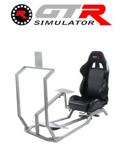 GTR Simulator GT Model with Mounts for Controls, Pedals and Display Adjustable Leatherette Seat - Black