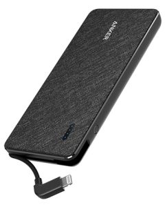 ANKER POWERCORE+METRO 10000 WITH BUILT-IN LIGHTING CONNECTOR - BLACK FABRIC
