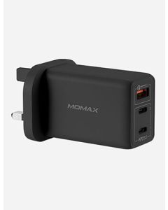 MOMAX ONEPLUG 65W 3-PORT GAN CHARGER (UM20) USB-C POWER DELIVERY - BLACK