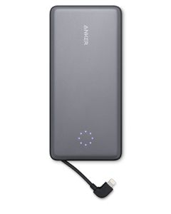 ANKER POWERCORE+ 10000 PRO PORTABLE CHARGER WITH BUILT-IN LIGHTING CABLE - SPACE GREY