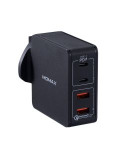 MOMAX ONE PLUG 4-PORT TYPE-C PD QC3.0 CHARGER 66W-BLACK