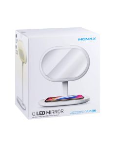 MOMAX Q LED MIRROR WIRELESS CHARGING AND BLUETOOTH SPEAKER- WHITE