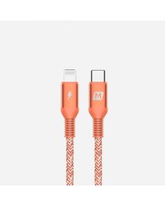 MOMAX ELITE-LINK LIGHTING TO TYPE-C CABLE 0.3M- BRAIDED NYLON RED