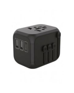 POWEROLOGY UNIVERSAL TRAVEL ADAPTER WITH POWER DELIVERY - GREY