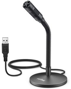 FIFINE K050 Mini Gooseneck USB Microphone - Desktop Microphone for Computer Laptop PC - Black