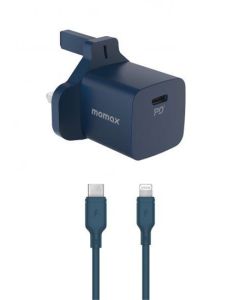 Momax Fast Pro USB-C PD-Set (Adapter + Lightning to USB-C Cable 1.2m) - Blue