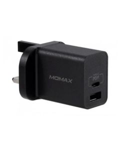 Momax One Plug 2 Ports PD + QC 3.0 USB Fast Charger - Black