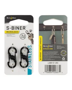 Nitelze S-biner Microlock 2pack - Staineless Black 