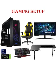Asus Rog Intel Core Ultra 7 Rtx 4070 Gaming Pc With Gaming Monitor / Desk / Chair / Gaming Kit Bundle 