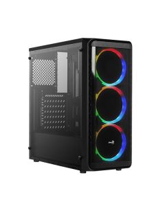 Aerocool SI-5200 RGB Mid Tower Gaming Case Glass Edition - Black