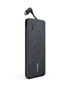 ANKER POWERCORE+METRO 10000 WITH BUILT-IN USB-C CABLE - BLACK FABRIC
