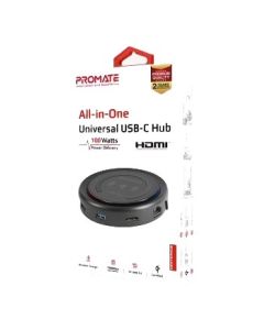 Promate CenterHub All-in-One USB-C Hub 100 Watts - Black