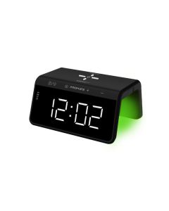 PROMATE TimeBridge-Qi Multi-Function LED Alarm Clock with 10W Wireless Charger - Black