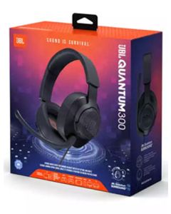 JBL Quantum 300 Hybrid wired over-ear gaming headset with flip-up mic - Black