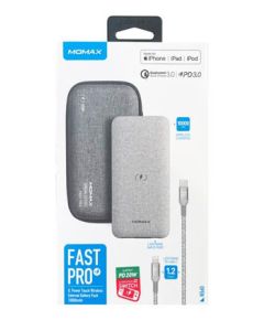 Momax Fast Pro Q.Power Touch Wireless Battery Pack 10000mAh with Lightning Cable (Light Grey)