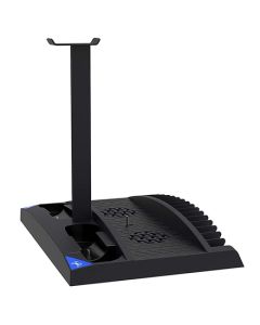PS5 Ipega 6in1 Vertical Stand (Cooling Fan+charging Dock + Headphone Stand+game Storage) -Black