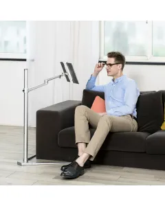 Gamvity Height-adjustable Triangle Floor Stand For Tablet, Laptop & Pc Display – Silver