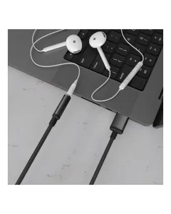 Porodo Audiolink Female 3.5mm To Usb-a Audio Jack Adapter - Black