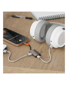 Porodo Audiolink Duo Usb-c Interface Audio And Charge Splitter - Black & Orange