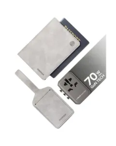 Momax Bundle Set (Travel Adapater 70w Gan Tech + Passport Cover + Name Tag)