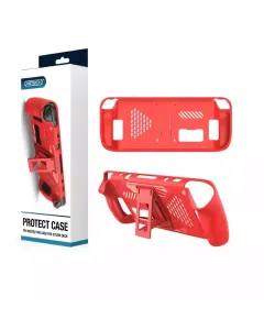 Anti Slip Protective Case With Stand For Steam Deck Console - Red