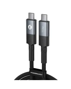 Powerology Braided 240w Usb 4.0 Type-c To Type-c Fast Charging Cable 2m - Grey