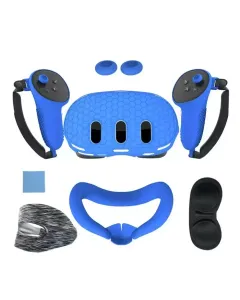 Silicone Kit 7 In 1 For Meta Quest 3 With Pp Bag - Blue