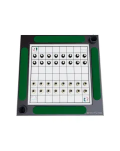 Dama Game Table Floor Sitting 2 Player Brown Wood & Green Fabric