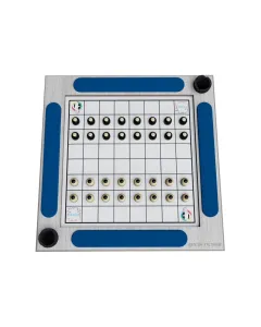 Dama Game Table Floor Sitting 2 Player Beige Wood & Blue Fabric