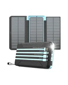 Powerology 16000mah Solar Multi-cable Power Bank - Black