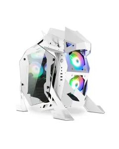 Lovingcool Tempered Glass Side Panel Atx Pc Case Gaming Lc-370 White (Pre-installed 5 Fan)