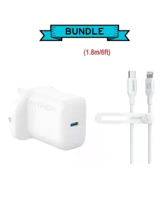 Anker 312 Usb-c Charger 20w - White With Usb-c To Lightning Cable (Bio-based 6ft) Bundle