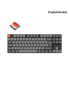 Keychron K1 Max Tkl 80% Rgb Backlight Hot Swappable Qmk/via Wireless Mechanical Gaming Keyboard (Low Profile Gateron Red Switch) - English/arabic Keyboard