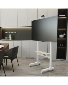 Powerology Electric TV Stand with Vertical Height Adjustment - White