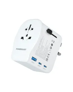 Powerology Universal Travel Adapter 2300W - White  (Open Box)