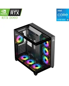 Gaming PC Sharx – Intel Core i5 14th Gen | RTX 5060 8GB | 1TB SSD | 16GB RAM Black