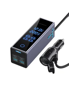 Powerology 2AC Socket Car Power Inverter - Gray