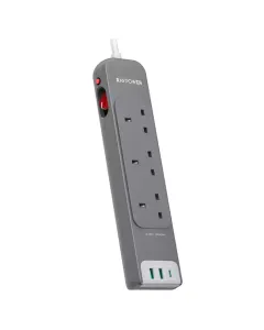 Ravpower Rp-pc1038 3 Outlets Power Strip Gray Uk Version 3m With Usb Port